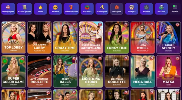 Auszug aus dem Spinando Live Casino