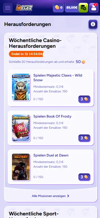 Mobile Ansicht der Spinbara Website