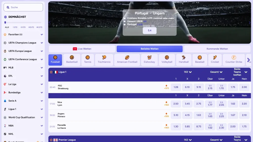 Einblick in den Sportwettenbereich im Spinbara Online Casino