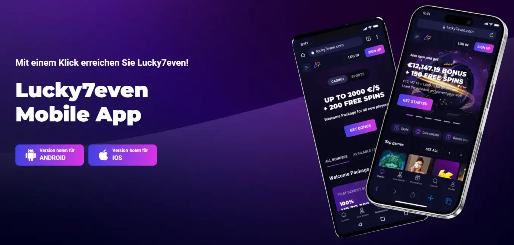 Mobile App für Android und iOS vom Lucky7even Casino