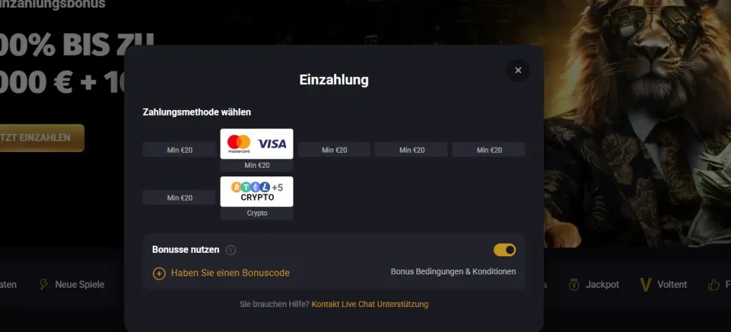Einzahlungsmethoden im Forutneplay Online Casino