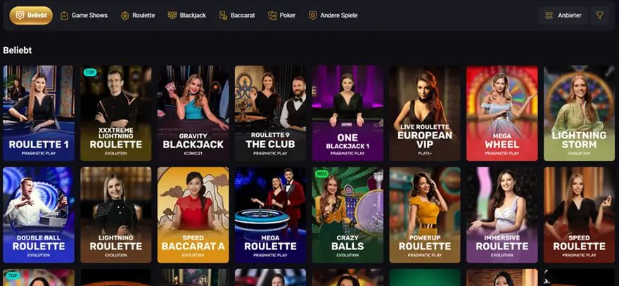 Auszug vom Fortuneplay Live Casino