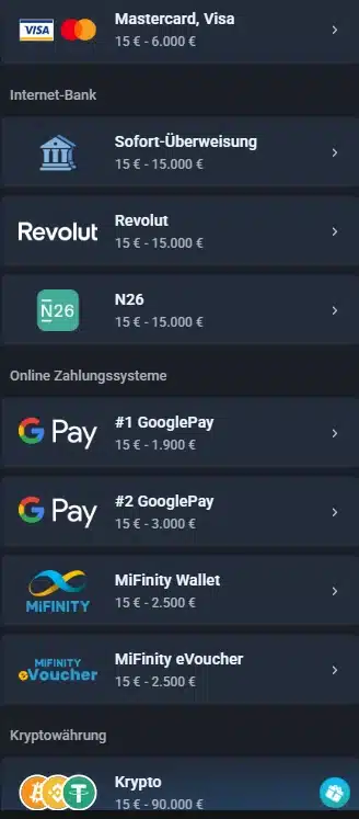 Zahlungsmethoden im Twin Casino